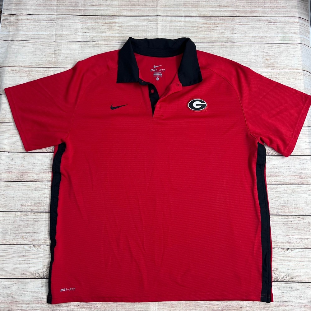Nike Georgia Bulldogs Dri-FIT Polo Shirt Mens XL Red Black Short Sleeve